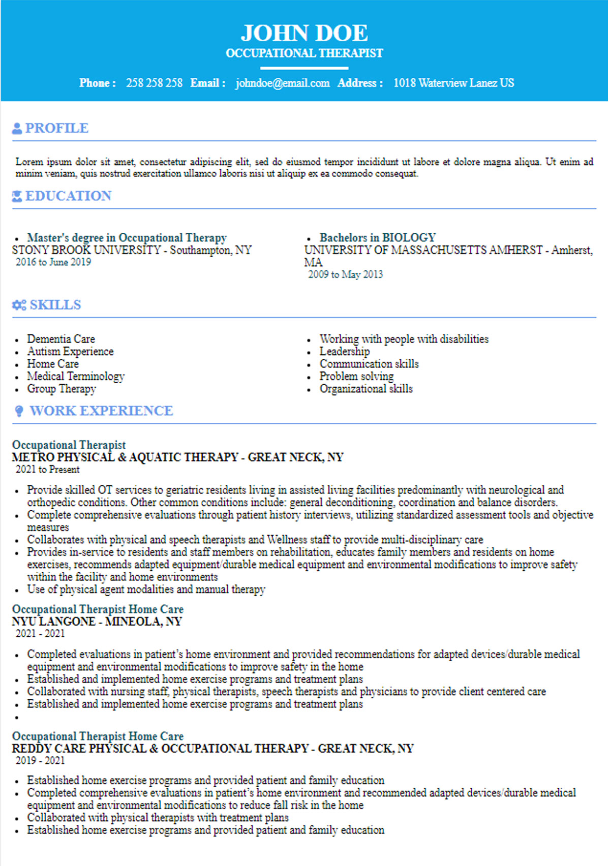 Occupational Therapist ATS Version