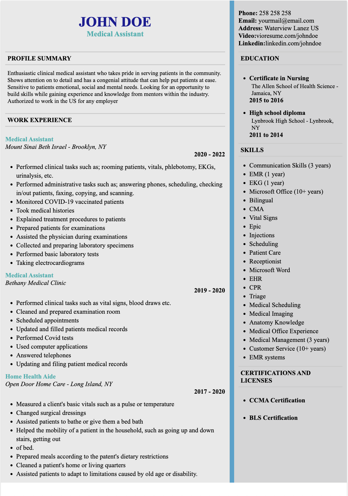 Medical Assistant ATS version