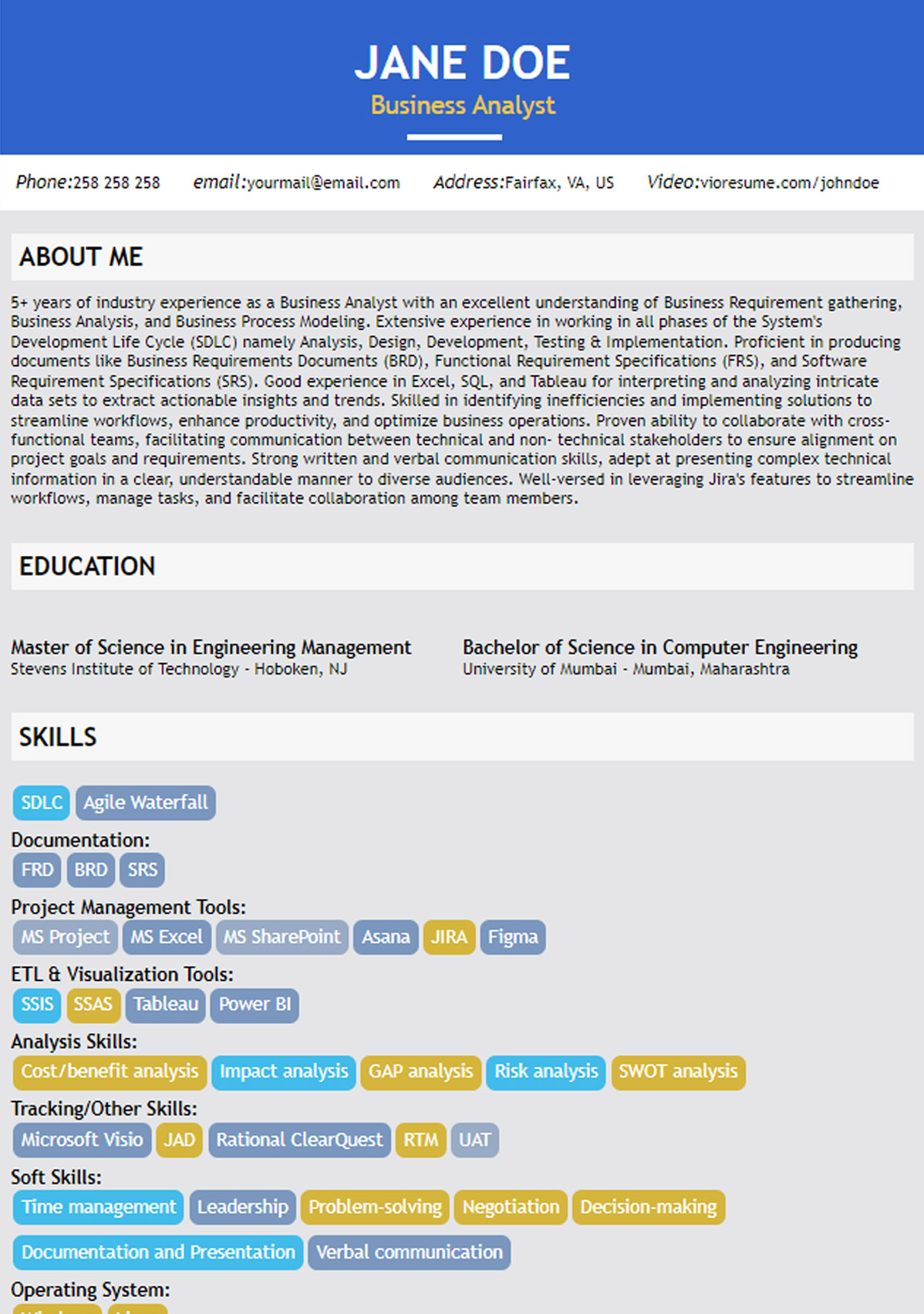 Business Analyst ATS Version