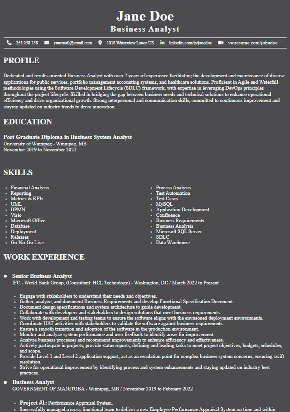 Business Analyst ATS Version